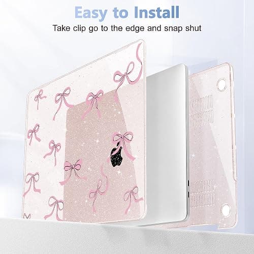 May Chen Case for MacBook Pro 13 inch M2 2023,2022,2021,2020 A2338 M1 A2251 A2289, Plastic Hard Shell Case for MacBook Pro 13" with Touch Bar Fits Touch ID, Sakura Pink Glitter Bow thumbnail 9