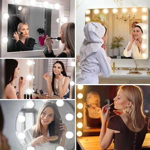 daphomeu Lumière de Miroir, 10 Ampoules Hollywood Kit de Lumière LED, Câbles parfaitement Cachés, 3 Couleurs et 10 Intensités, Lumière Miroir USB pour Coiffeuse Maquillage thumbnail 6
