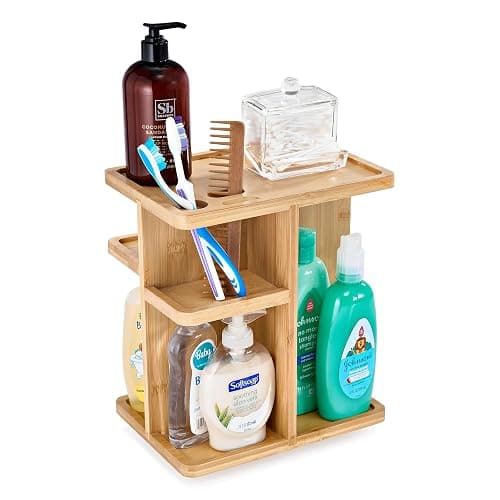 Sorbus 360° Makeup Organizer - Bamboo Wood Make Up Storage Carousel for Cosmetics, Skin Care Rotating Makeup Organizer for Vanity, Bathroom Storage thumbnail 6
