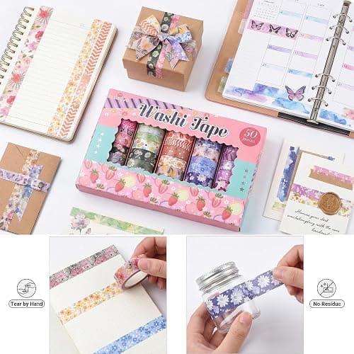Sifaolp 50 Rolls Washi Tape Set, Assorted Sizes, for Junk Journal Scrapbook, Bullet Journaling Scrapbooking Supplies, Planner Sticker DIY Craft Decor (Dreamy Pastels) thumbnail 3