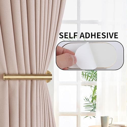 Groleca 2 Pack Adhesive Curtain Holdbacks Curtain Tie Backs Curtain Holdbacks No Drill Curtain Pull Backs Adhesive Curtain Hooks Curtain Holders for Drapes (2, Gold) thumbnail 4