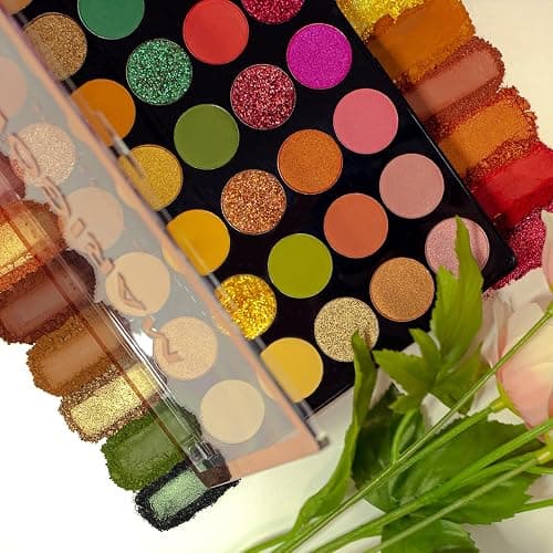 Profusion Cosmetics Marigold 35 Shade Eyeshadow Palette – Multicolor Blendable Natural Shades in Matte, Shimmer, and Glitter Finishes, Long-Wear Formula, Vegan & Cruelty-Free Makeup thumbnail 7