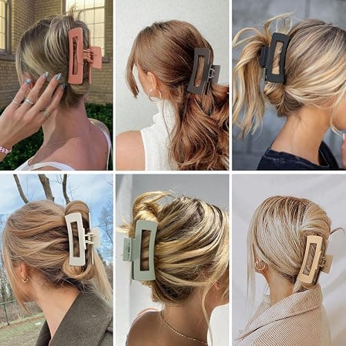Sisiaipu 4 Inch Big Hair Claw Clips 6 Pcs Large Claw for Thick Hair Square Hair Clips for Women Rectangle Hair Clips Nonslip Acrylic Banana Jaw Clips Hair Accessories for Girls (Brown) thumbnail 7