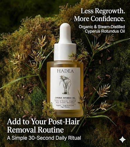 HADEA Cyperus Rotundus Oil to Reduce Hair Growth 100% Organic High-Potency Steam Distilled Cyprus Nutgrass Cypress Inhibitor | Cypress Rotundus Oil For Pcos, Hirsutism, Any Unwanted Hair 30ml thumbnail 2
