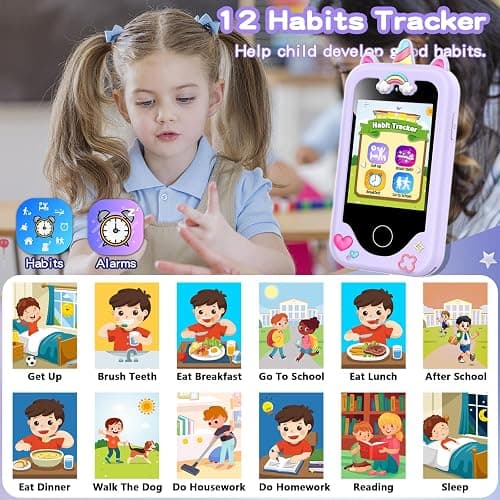 Kids Smart Phone for Girls, Christmas Birthday Gifts for Girls Age 3-10 Kids Toys Cell Phone, 2.8" Touchscreen Toddler Learning Play Toy Phone with Dual Camera, Game, Music Player, 8GB Card Purple thumbnail 6