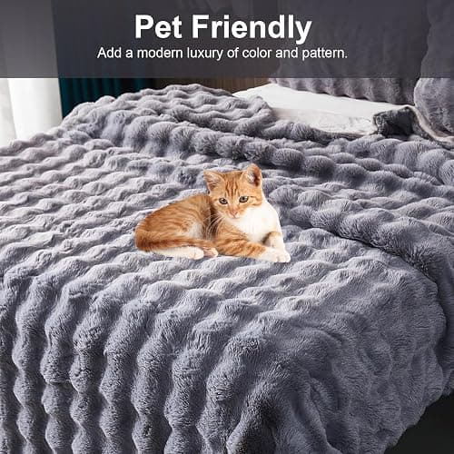 Kuscheldecke Kaninchen Plüsch Decke Super Soft Wohndecke Dick 1000 G/M² Flanell Decke Couchdecke Warme Überwurfdecke Sofadecke Vielseitig Blanket Für Bett Sofa Schlafzimmer Büro Dunkelgrau 130 x 160cm thumbnail 5
