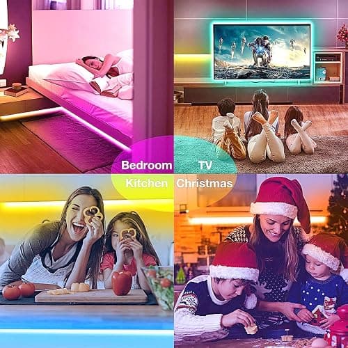 hyrion Smart LED Lights for Bedroom 100ft, Voice Control Strip Lights with Alexa and Google Assistant, RGB Color Changing, Music Sync WI-FI Led Lighting with App Controlled for Room Decor(2 * 51ft) thumbnail 5
