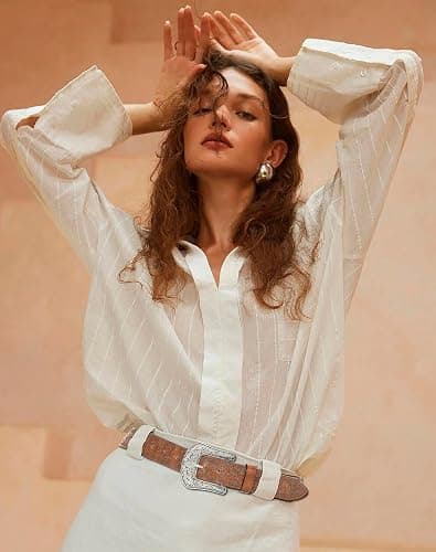 Eohak Western-Belt-for-Women-Cowgirl, PU-Leather-Waist-Belts with Vintage-Carved-Buckle and Tips-Ends for Jeans Pants Dresses thumbnail 4