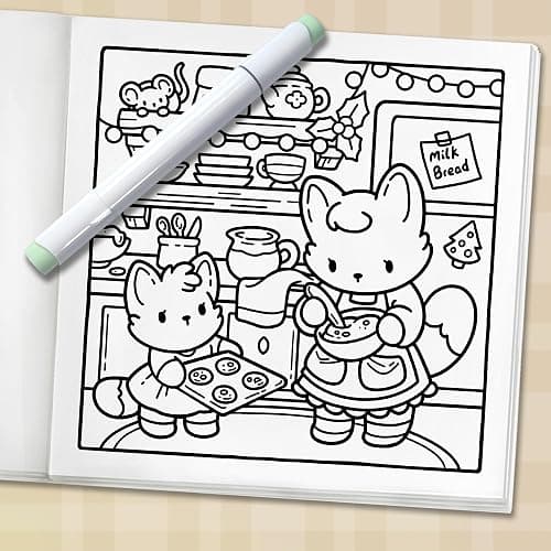 Merry Christmas: Cozy Coloring Book for Adults and Teens with Adorable Characters and Cute Holiday Scenes for Relaxation thumbnail 5