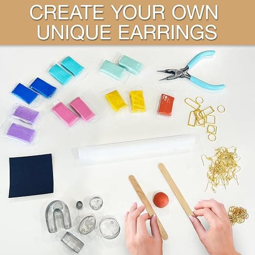 JOiFULi 132 Pc- Complete DIY Friendship Craft Set for Teens, Ages 12+ Aesthetic Polymer Clay Earring Jewelry Craft Making Set thumbnail 5