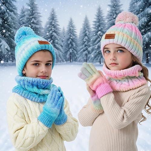 GDOWOHK Winter Hat Gloves Scarf Set, 5% Wool Warm Fleece Beanie, Knit Scarf, Touchscreen Gloves thumbnail 4