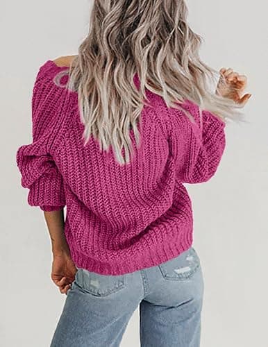 Zeagoo Women's 2025 Fall Chunky Knit Cardigans Open Front Long Sleeve V Neck Button Loose Cardigan Sweaters thumbnail 4