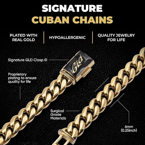 GLD Cuban Link Chain for Men and Women - Gold-Plated Micro Cuban Chain with Premium Storage Travel Pouch - Snatch-Proof Clasp, Sweat-Proof and Fade-Resistant - Lifetime Quality, Designed in Miami thumbnail 3