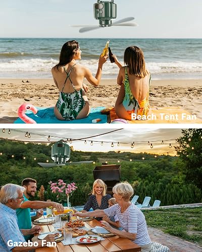 DUKUSEEK Tent Ceiling Fans for Camping Hanging, Portable Tent Fans with Light and Remote Control, Power Bank, USB Battery Operated Camping Fan with Hanging Hook for Outdoor, Car, RV thumbnail 7