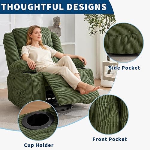 Garvee Rocking Recliner Chair for Adults Wide 360° Swivel Rocker Recliner | Recliner with Cup Holder Nursery Glider with Upholstered Deep Seat Lazy boy Chair for Living Room thumbnail 4