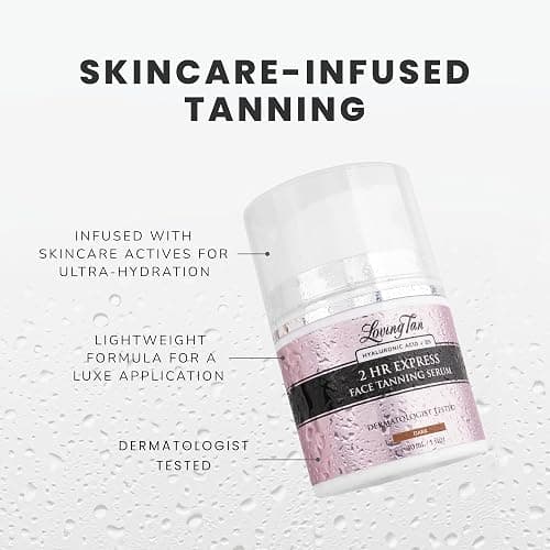 Loving Tan NEW 2 Hr Express Face Tanning Serum, Dark - Hydrating, Natural-Looking Glow Sunless Self Tanner, Dermatologist Tested, Lightweight, Naturally Derived DHA, Vegan & Cruelty-Free - 1 fl oz thumbnail 5
