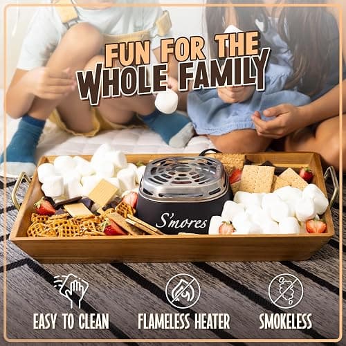 Nostalgia Tabletop Indoor Electric S'mores Maker - Smores Kit With Marshmallow Roasting Sticks and 4 Trays for Graham Crackers, Chocolate, and Marshmallows - Movie Night Supplies - Black thumbnail 4