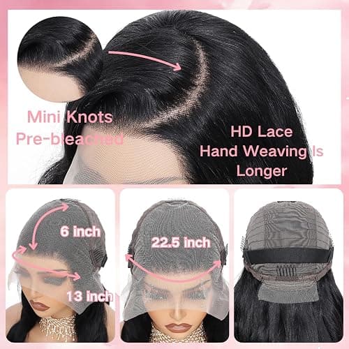 MAKATI 30 Inch 13x6 Body Wave Lace Front Wigs Human Hair 200 Density HD Transparent Lace Front Wigs for Black Women Glueless Frontal Wigs Human Hair Pre Plucked thumbnail 5