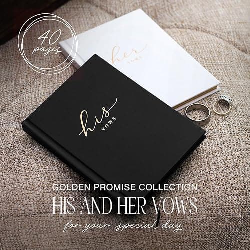 Wedding Vow Books His and Hers – Perfectly Sized, Hardcover Vow Booklets with Gold Foil Lettering – Vows Book Her & Him, Wedding Essentials Idea, Wedding Registry Gifts (Black Ivory, Gold) thumbnail 3