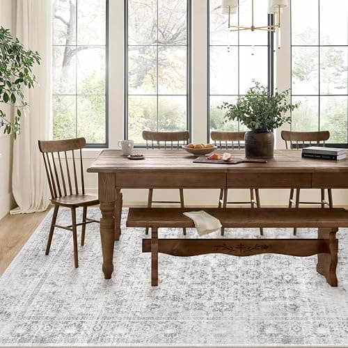 LIVEBOX 10x14 Area Rugs, Extra Large Grey Area Rug for Living Room Boho Soft Non-Slip Rug, Low Pile Non-Shedding Indoor Carpet for Dining Room Bedroom High Traffic Areas thumbnail 7