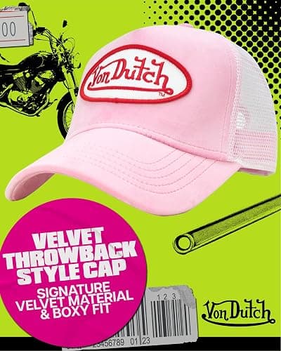 Von Dutch Unisex Velvet Trucker Hat, Curved Bill, Mesh Back, Snapback thumbnail 3