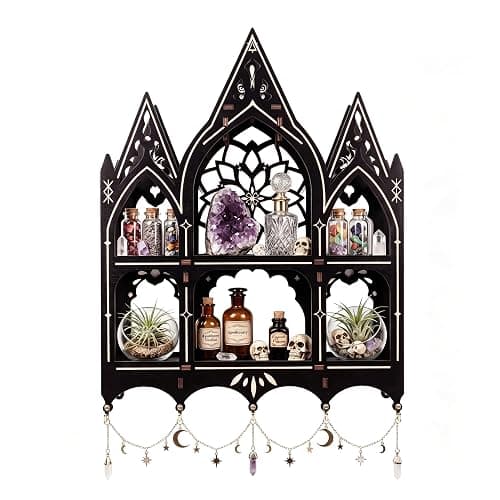 Gothic Decor, Trinket Shelf, Witchy Goth Wall Decor, Crystal Shelf Display | Gothic Room Decor, Wall Shelf for Bedroom, Gothic Shelves, Witchy Home Decor, Vintage Shelf, Whimsy Goth Decor, Goth Gifts - Image 1