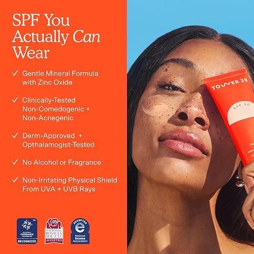 Tower 28 SOS FaceGuard SPF 30 - Broad Spectrum Mineral Sunscreen for Face with Ceramides for Sensitive Skin - Lightweight Zinc Oxide Face Sunscreen Lotion - Dermatologist-Tested Sun Skin Care (2.3 oz) thumbnail 5