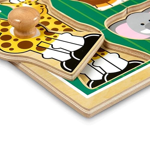 Melissa & Doug Jungle Friends Safari Animals Jumbo Peg Wooden Puzzle - Safari Animals thumbnail 9