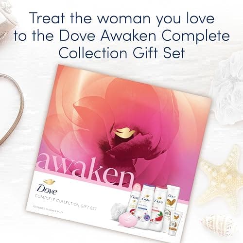 Dove Awaken Complete Collection Skin Care Women's Gift Set For Her With Luxury Shower Puff 6 Piece thumbnail 3