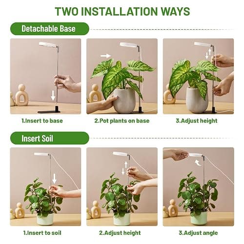 LBW Grow Lights for Indoor Plants, Full Spectrum Halo Grow Light with Base | 48 LED Plant Light for Small Plant, Base/Soil Stake, 7.8-26" Adjustable, 6/8/12/16H Timer, 3 Color Mode, 5 Brightness, 3 pack thumbnail 3