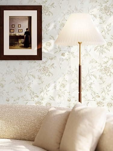 Ismoon Peel and Stick Wallpaper Floral Vintage Stick on Wall Paper Beige French Textured Contact Paper for Cabinet Removable Self Adhesive Wallpaper Vinyl Roll Shelf Deco, 17.3x78.7in thumbnail 5