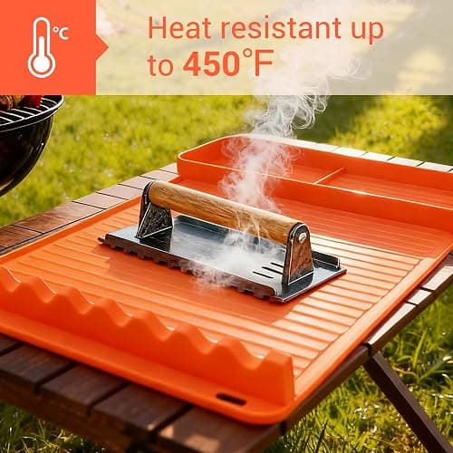 WZGUSXN Heat Resistant Silicone Grill Mat for Blackstone - 2Pack 16x11.5'' Non-Slip BBQ Tool Mat, Outdoor Cooking Camping & Tailgating, for Men Grilling（Orange） thumbnail 5