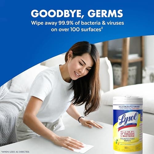 Lysol Disinfectant Wipes Bundle, Dorm Room Essentials, Multi-Surface Cleaning Wipes, For Disinfecting & Cleaning, Lemon & Lime Blossom, Crisp Linen, Mango & Hibiscus, 3x80 ct thumbnail 7