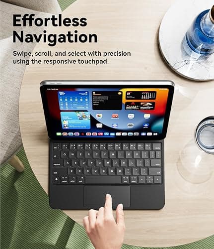 GreenLaw for iPad 11th(A16,2025)/10th(2022) Generation Case with Keyboard, Magic-Style Keyboard Stand, 7 Color Backlit, Stain-Resistant Surface, Multi-Touch Trackpad,Obsidian Black thumbnail 5