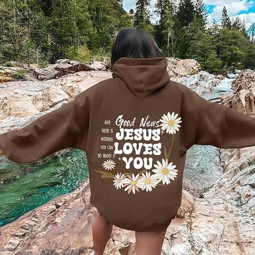 Christian Graphic Hoodies Fall Fashion 2025 Preppy Letter Print Long Sleeve Pullover Sweatshirt with Pocket Teen Girls thumbnail 2