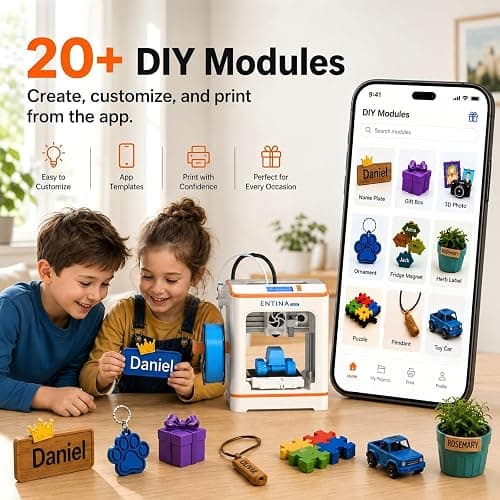 Entina Tina2C 3D Printer for Kids & Beginners, Fully Assembled Starter Mini 3D Printer, Start in 8 Mins, App & WiFi Control, Auto Leveling, 1500+ Model Library, 20+ Creative DIY Modules for STEM, Home thumbnail 4