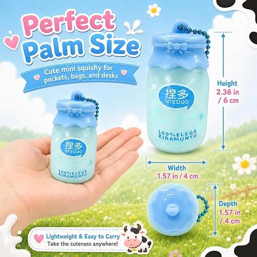 4Pack Milk Bottle Squishy Fidget Toys , Kawaii Keychain Squeeze Squishies Toys for Adults Stress Relief, Cute Sensory Aesthetic Bag Charm, Novelty Party Favors Goodie Bag Stuffers Gifts thumbnail 3