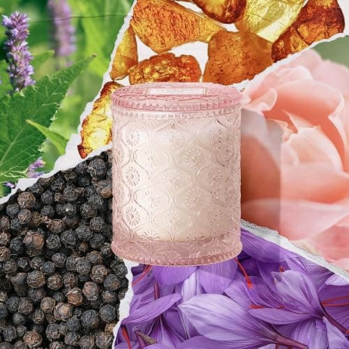 LA JOLIE MUSE Santal Rose Scented Candle – Saffron, Rose & Leather | 6 oz Natural Soy Wax | 40 Hours Clean Burn | Self Care Gifts for Women | Elegant Home Decor thumbnail 2