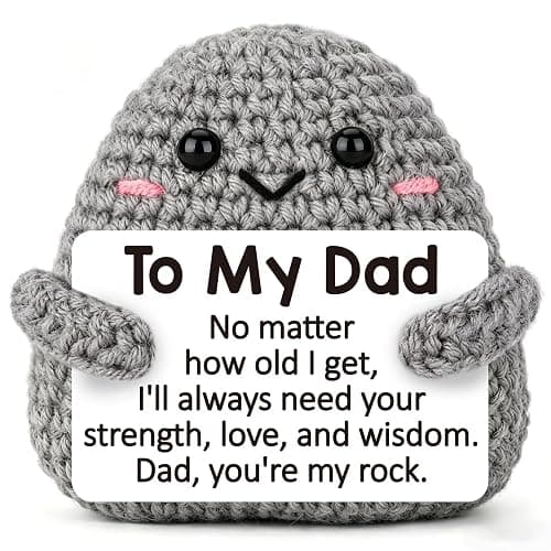 Mini Funny Dad Gifts from Daughter Son Wife Crochet Stone Decor, Birthday Gift Ideas for Bonus Step Dads Father Daddy Presents, Dad You are My Rock Sentimental Handmade Decoration - Image 1
