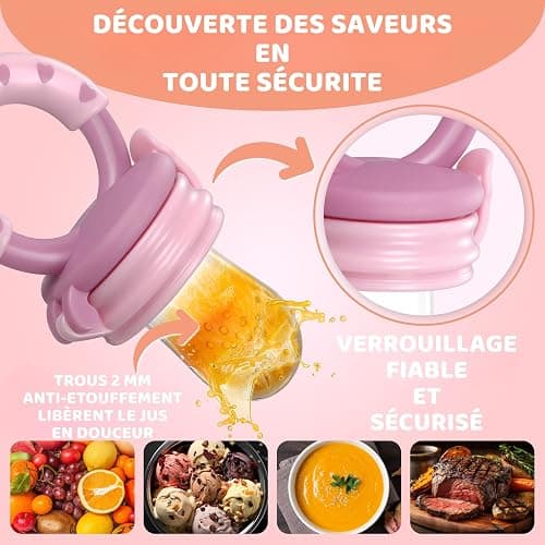 Bebi Born Grignoteuse Bébé Evolutive en Silicone Sans BPA - Tétine d'Alimentation Sécurisée pour Découverte des Aliments Solides - 3 Tailles 4-24 Mois - Soulage les Gencives - Rose thumbnail 3