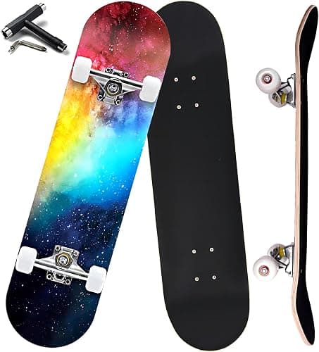 ANYFUN Pro Complete Skateboards for Beginners Girls Boys Kids Youths Teens Adults 31"x8" Skate Boards 7 Layers Canadian Maple Double Kick Deck Concave Longboard - Image 1