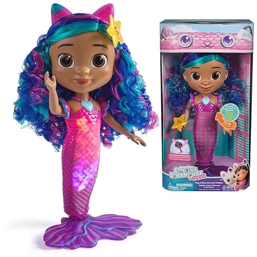 Gabby's Dollhouse The Movie, Sing & Shine Mermaid Gabby Doll Toy | 13-Inch Doll, Lights & Sounds, Waterproof Design, Interactive Roleplay, Kids Toys for Girls & Boys Ages 3 and Up - Image 1