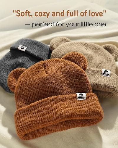 FURTALK Baby Beanie Winter Hat with Bear Ear for Infant Toddler Boys Girls Soft Knitted Skull Cap thumbnail 2