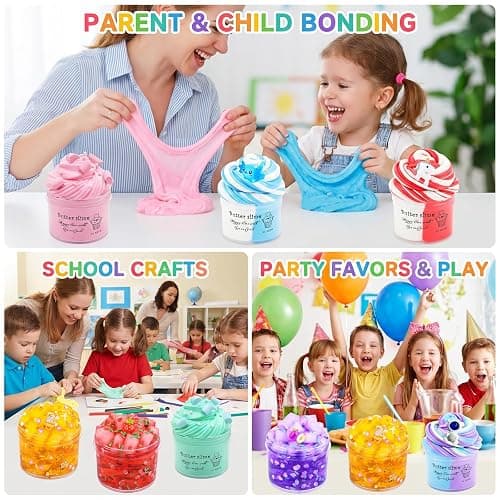 LIXIANSHI 9 Pack Slime Kit - 6 Butter & 3 Jelly Cube Crunchy Sli with Astronaut Add-ins, Soft & Non Stick, Party Favors for Girls & Boys, Birthday Favors, Stress Relief, Fidget Toys for Girls and Boys thumbnail 7
