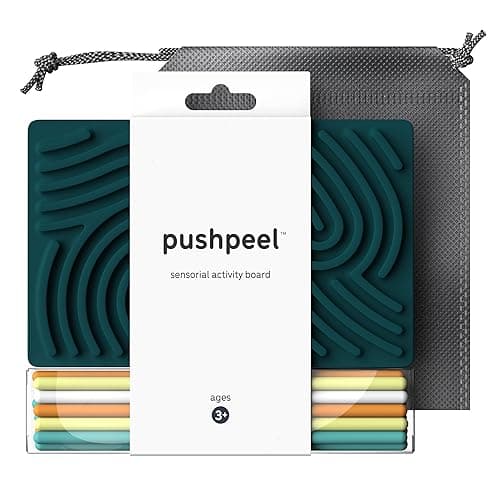 Pushpeel Sensory Activity Board: Silicone Fidget Toy for Calming, Stress, Anxiety, ADHD & Autism | Silent, No Mess | Kids 3+ & Adults | Includes Portable Travel Bag & 11 Strings - Image 1