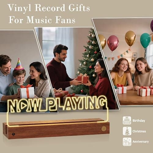 OkiyiD Light Up Now Playing Vinyl Record Stand Wall Mount, Record Holder Wall Display Decor, LED Wooden Base 16 Color Changing with Remote Control,Vinyl Album Storage Gifts for Music Lovers Room Decor thumbnail 5