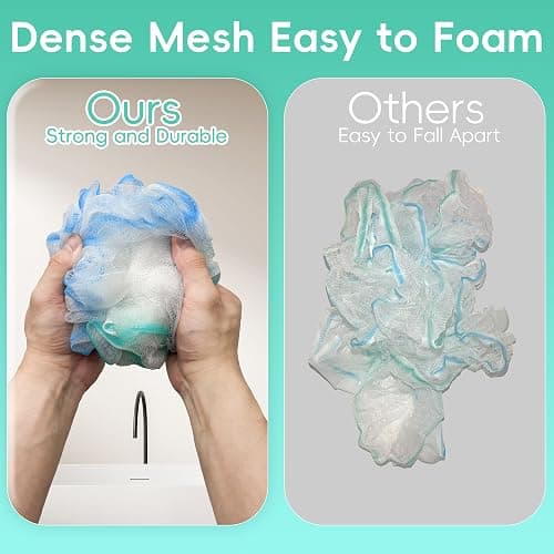 Shower Loofah 4PCS Soft Bath Body Sponge 60g Loofa Set Thick Wash Puffs for Women and Men (Purple-Blue-Green-Mixed) thumbnail 4