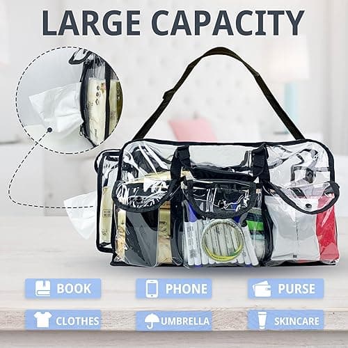 Extra Large Clear Makeup Bag 20" with Zipper, Clear Duffle Toiletry Cosmetic Bag Professional Organizer for Beach Travel Artist thumbnail 4