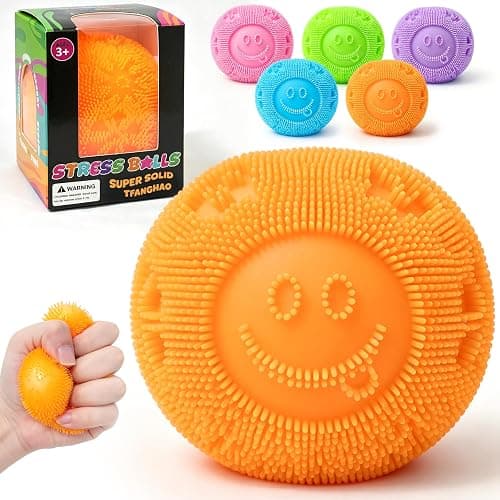Fuzz Ball Squishy Stress Ball,Fuzzball Squishy,Soft Fidget Toy for Anxiety Relief, Sensory Squishy Ball Calming Tactile Grip for Soft Stress Relief Ball for Kids and Adults (Orange) - Image 1