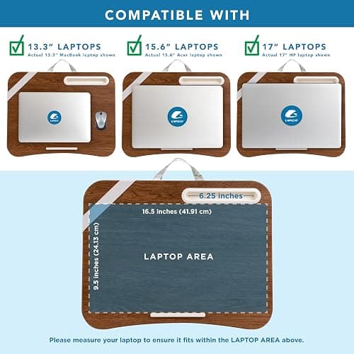 LAPGEAR Designer Lap Desk with Phone Holder and Device Ledge - Watercolor Leaves - Fits up to 15.6 Inch Laptops - Style No. 45412 thumbnail 5